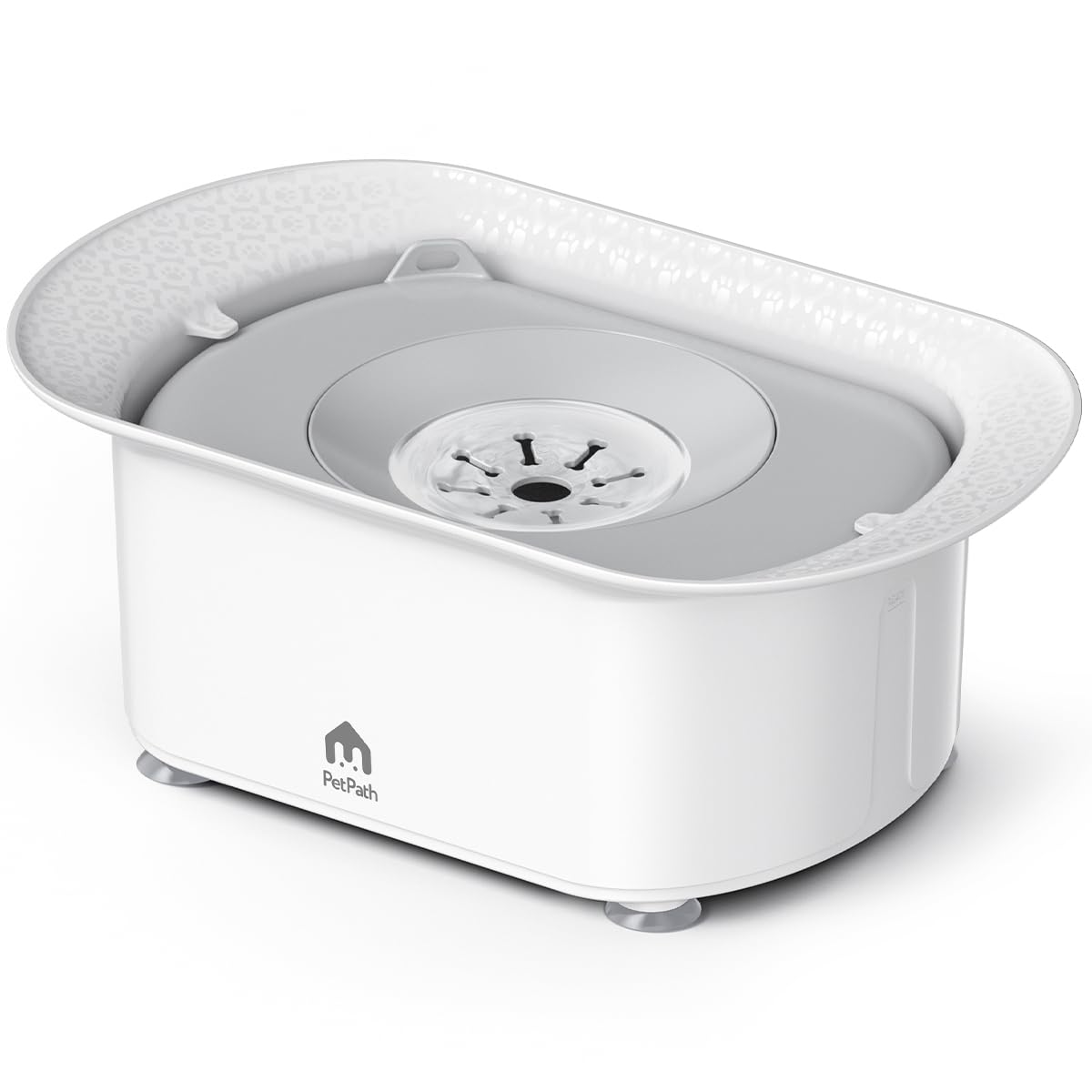 PETPATH no-spill water bowl 75oz reduces splashes for tidier floors.