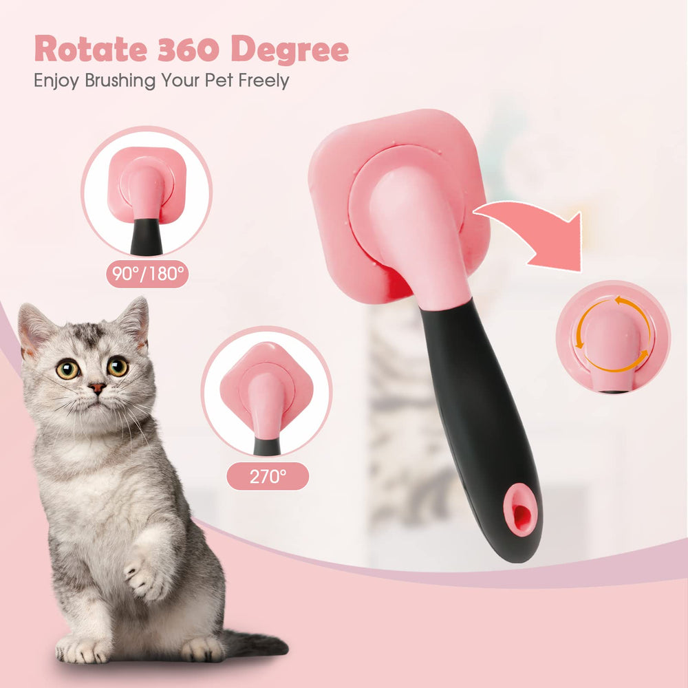 PETPAWJOY Slicker Brush Rotatable Pins—grooming and massage modes for versatility.