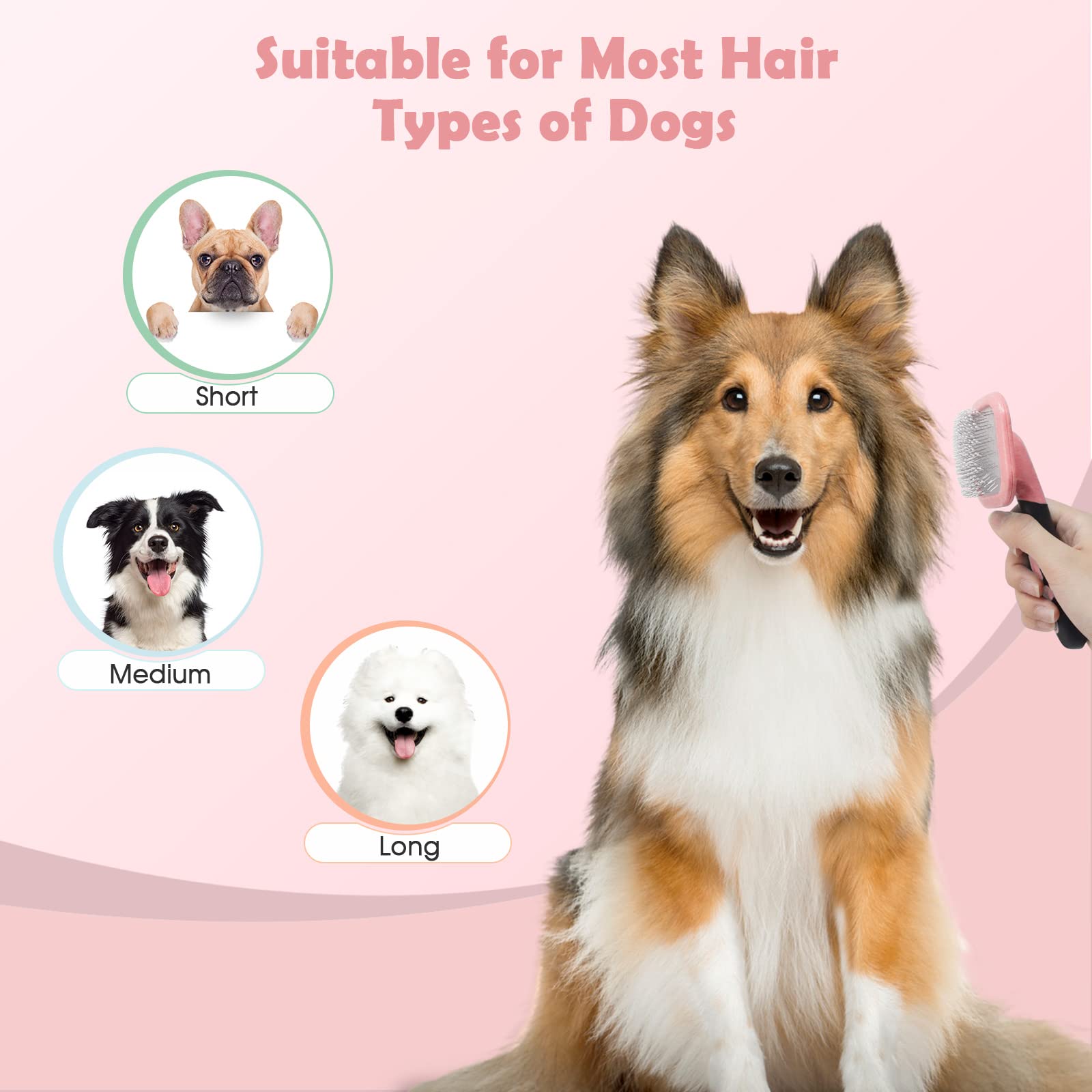 PETPAWJOY Slicker Brush—undercoat removal for dogs and cats.