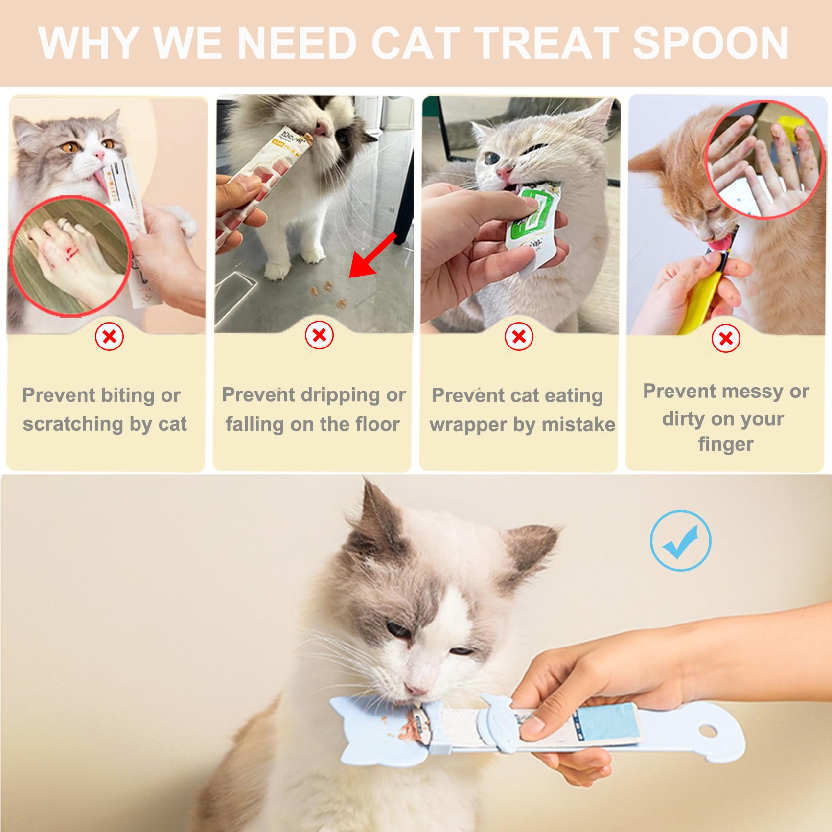 PETPAWLOVELY cat treat spoon pink dispensing action enables precise portions
