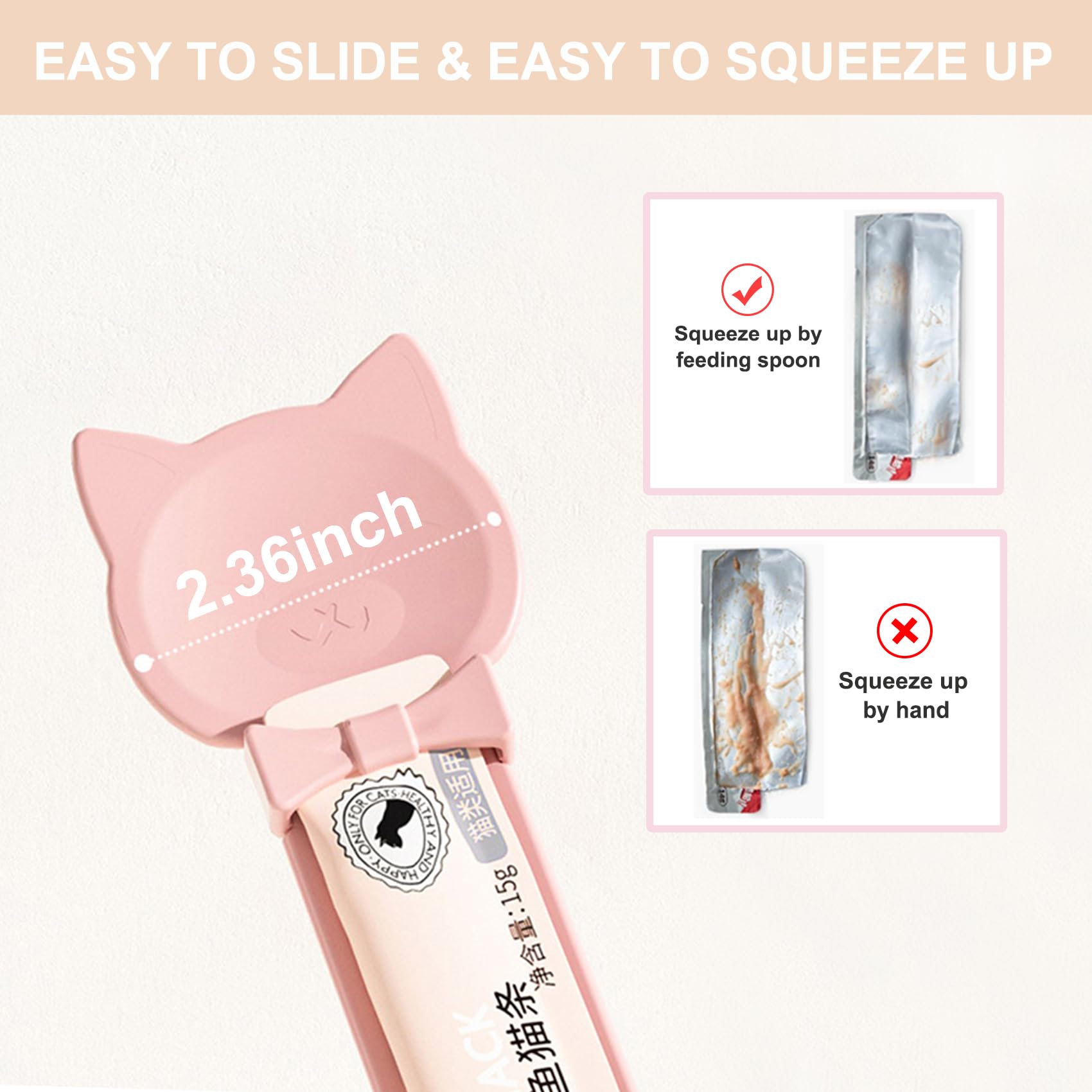 PETPAWLOVELY cat treat spoon pink long handle for easy reach