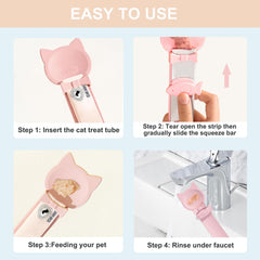 PETPAWLOVELY cat treat spoon pink tube-compatible design for treats