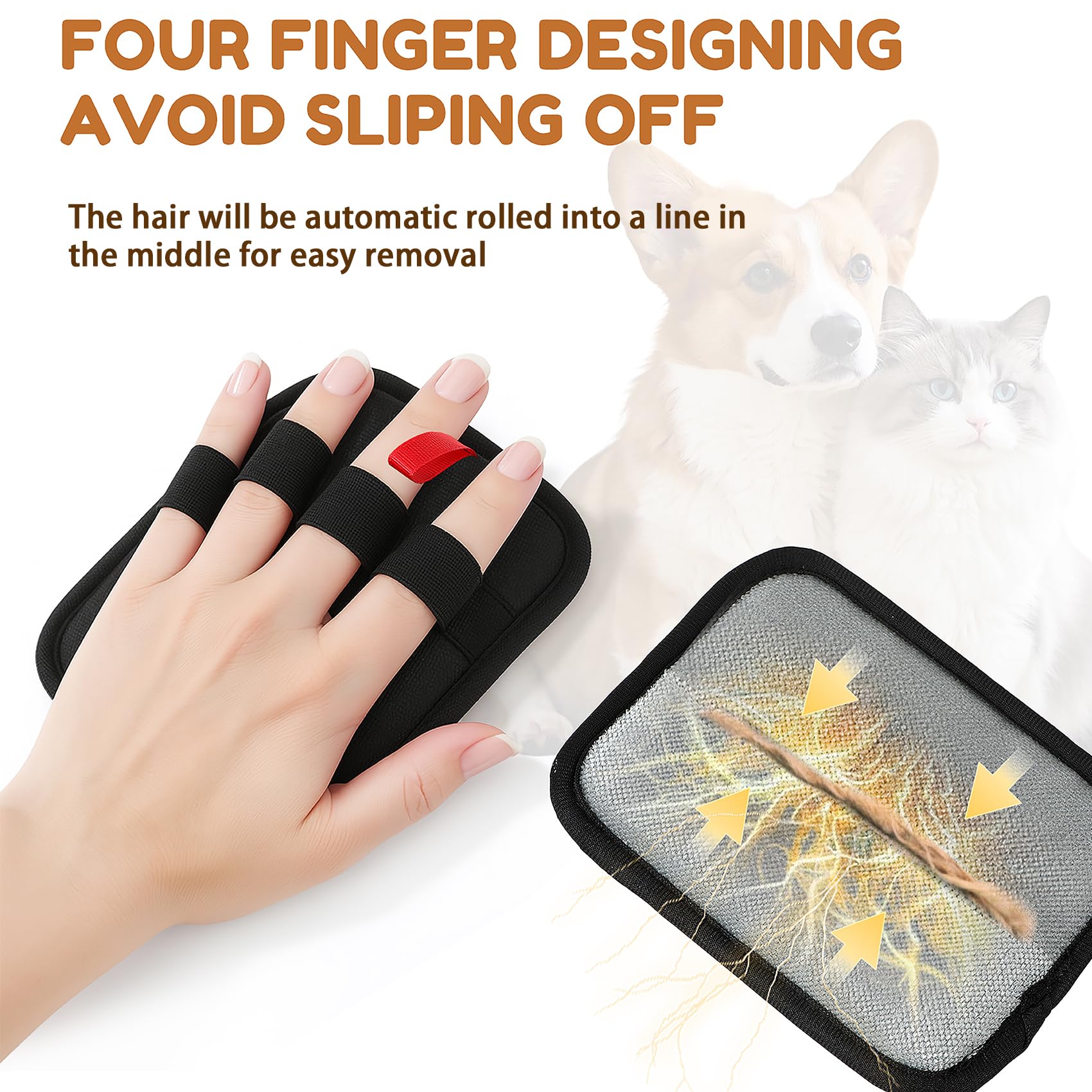 PETPAWLOVELY glove in action removing fur from fabric with electrostatic grip