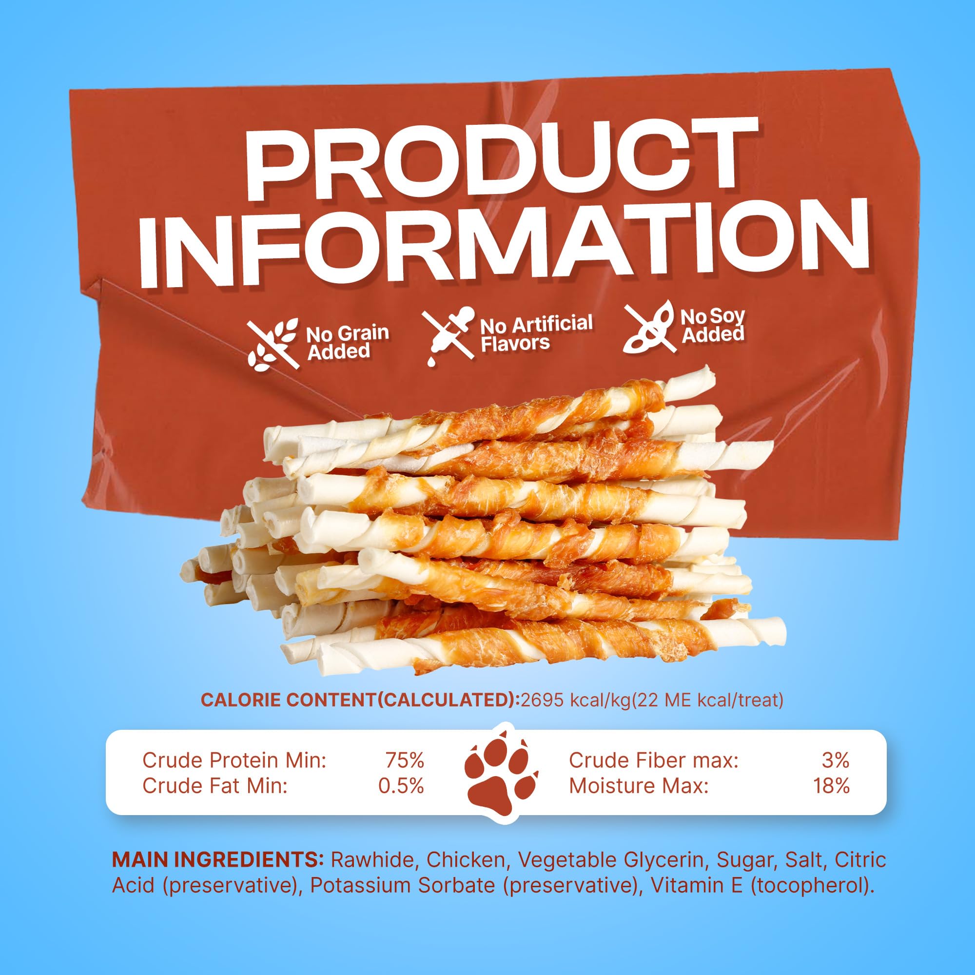 PETPHABET chicken-wrapped rawhide chews close-up texture for a digestible snack.