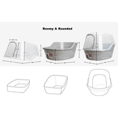 Petphabet jumbo hooded litter box dimensions help plan placement in compact rooms