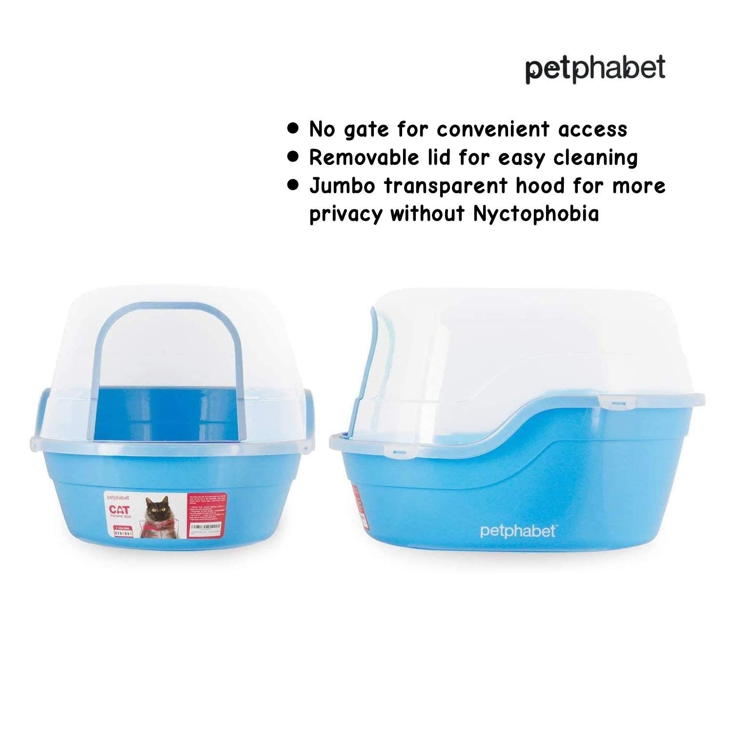 Petphabet jumbo hooded litter box dimensions emphasize 24.8 by 20 by 16.5 inches.