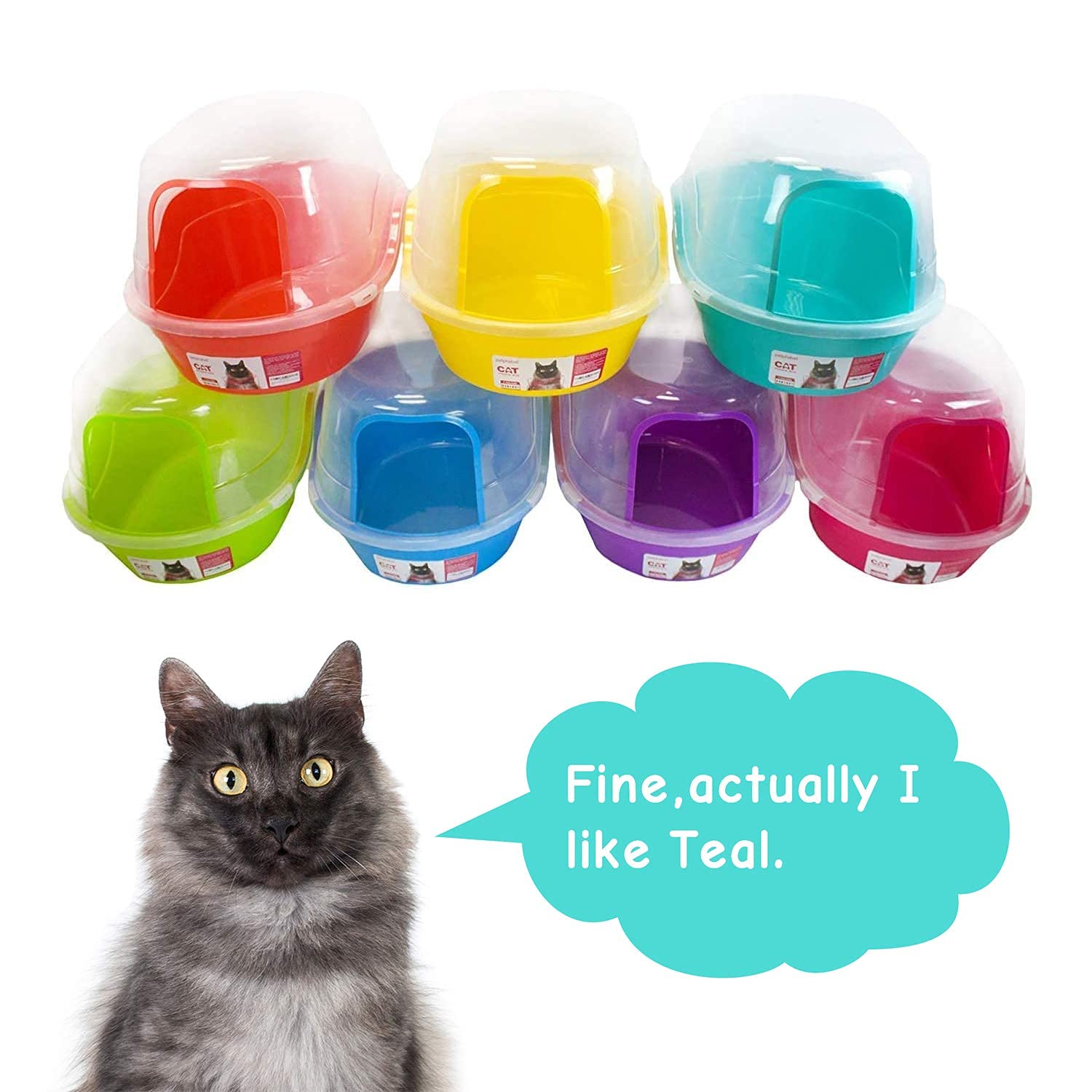 Petphabet jumbo hooded litter box spill-prevention and privacy helpful in shared spaces.