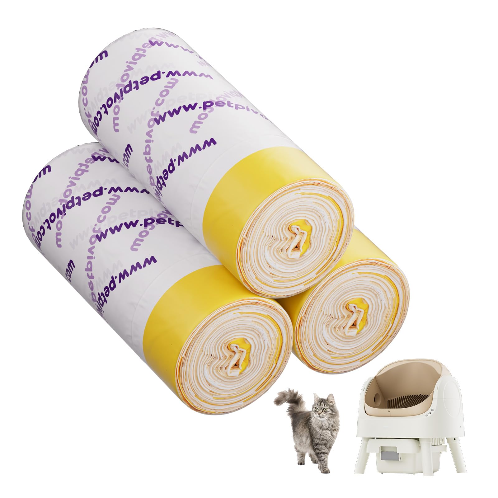 Petpivot autoscooper 11 liner drawstring closeup shows secure fit and leak protection.