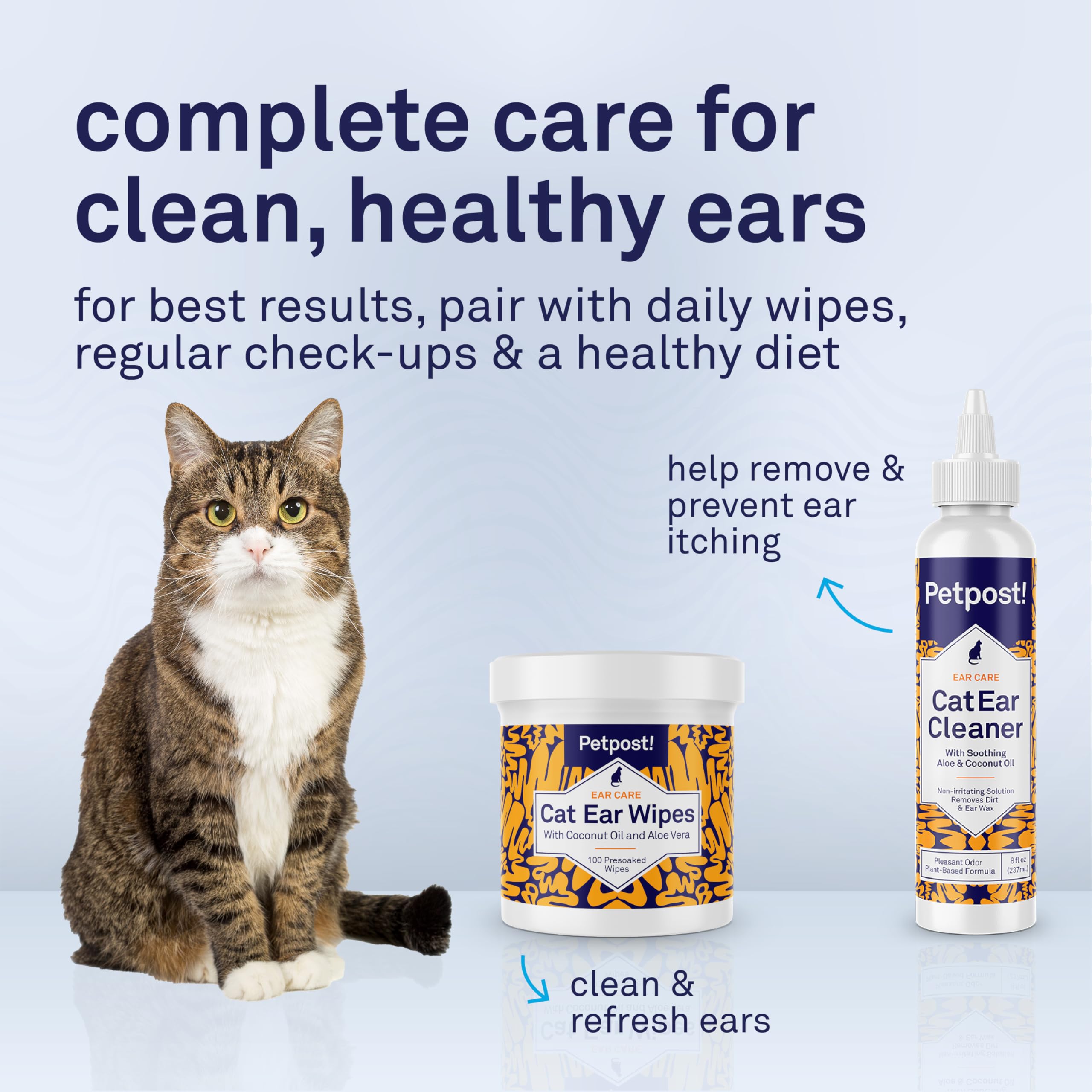 Petpost Cat Ear Cleaner packaging emphasizes recyclable materials for eco-conscious grooming