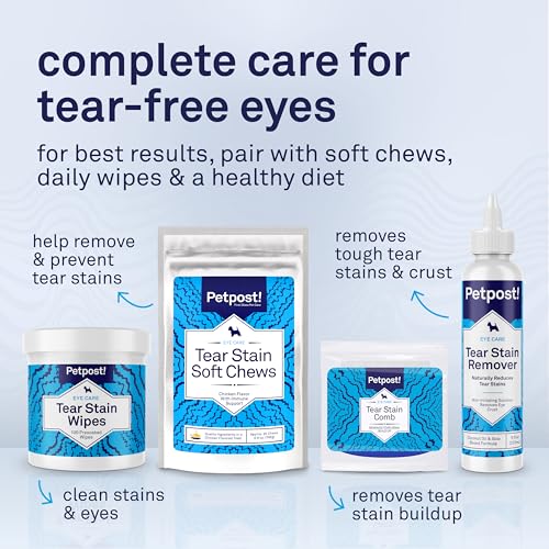 Petpost Tear Stain Wipes bleach-free formula safe for daily use