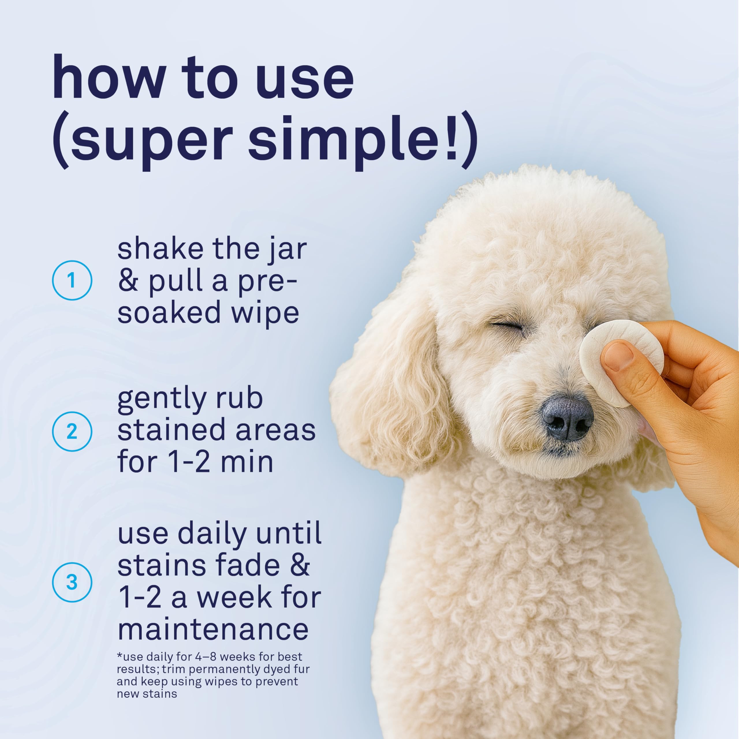 Petpost Tear Stain Wipes juniper berry formula visible for natural care