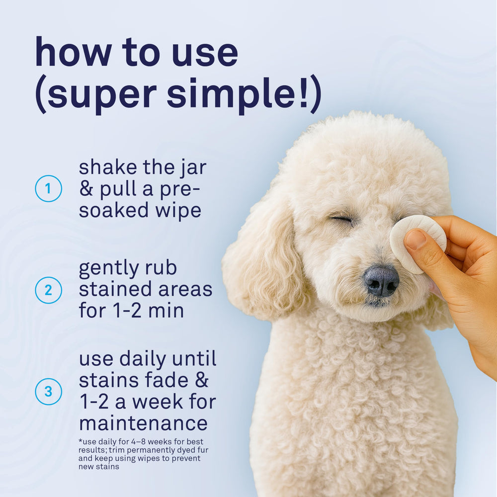 Petpost Tear Stain Wipes juniper berry formula visible for natural care