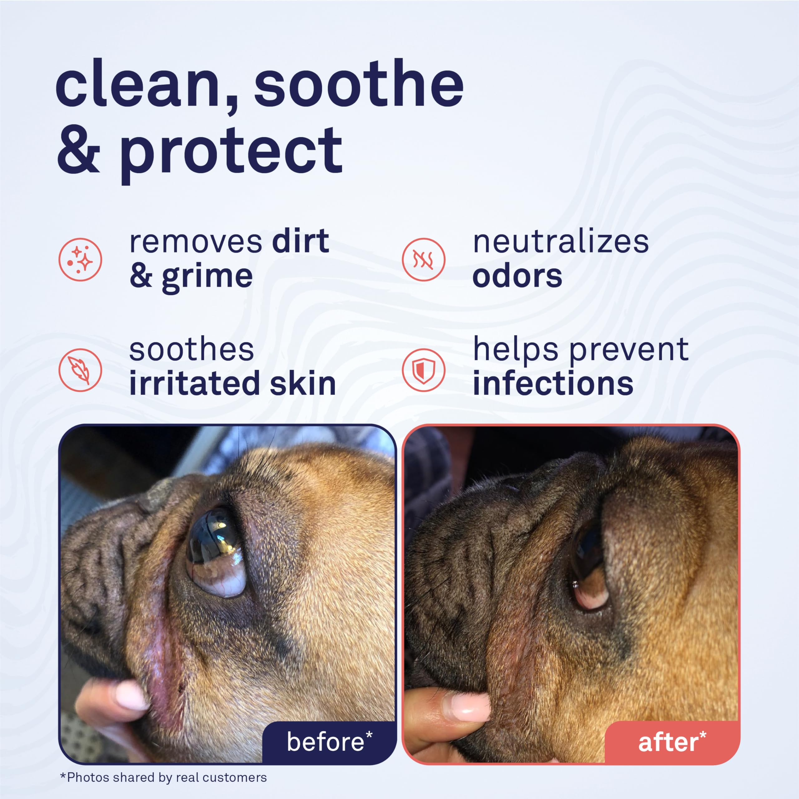 Petpost Wrinkle Wipes folds-cleaning closeup demonstrates targeted care for wrinkles