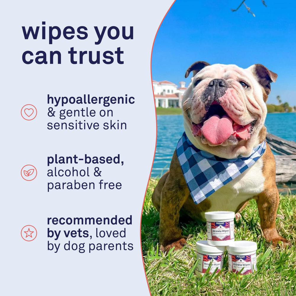 Petpost Wrinkle Wipes size-2-1x2-3-inch demonstrates compact wipe for small folds
