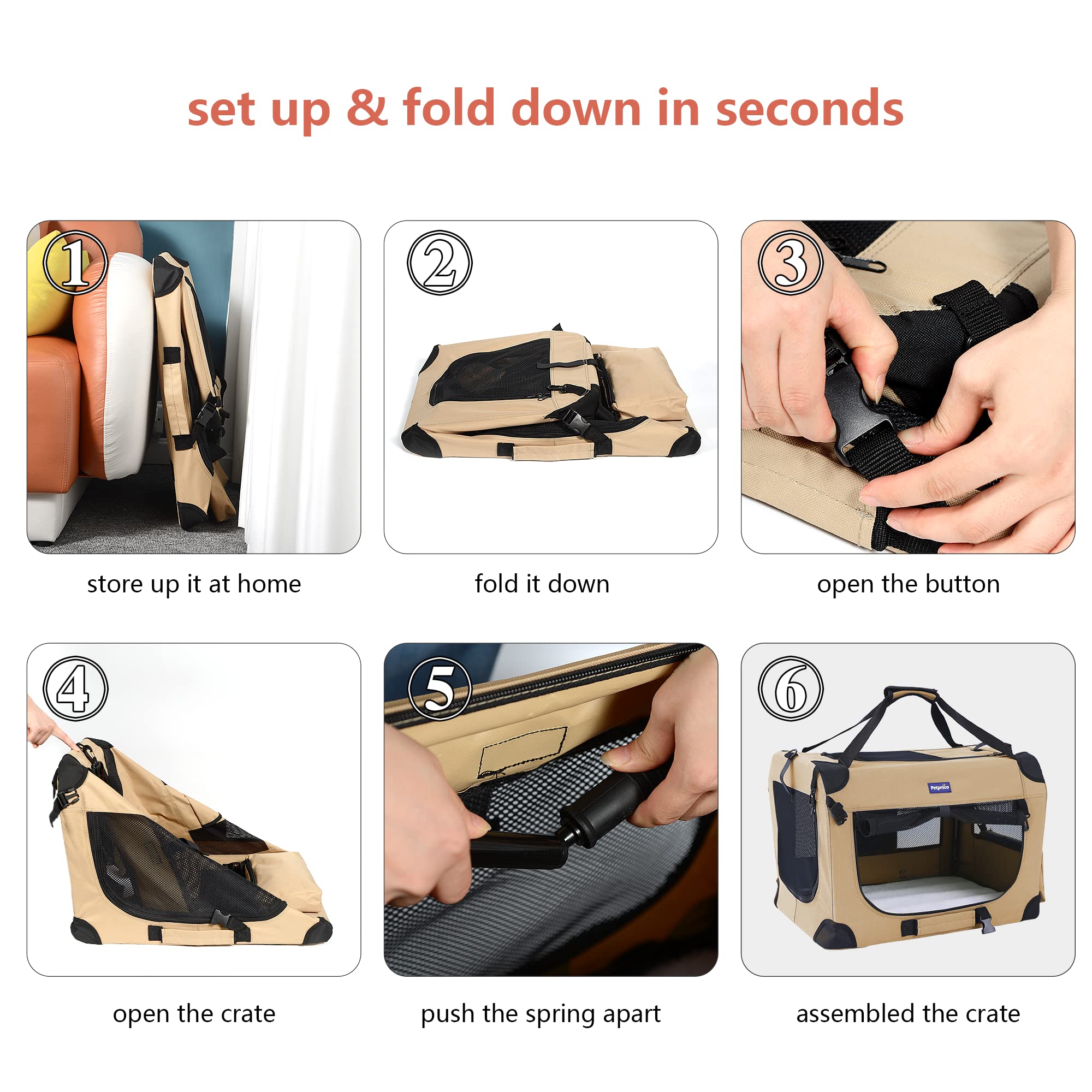 Petprsco adjustable carry strap enables comfortable hand or shoulder carry.