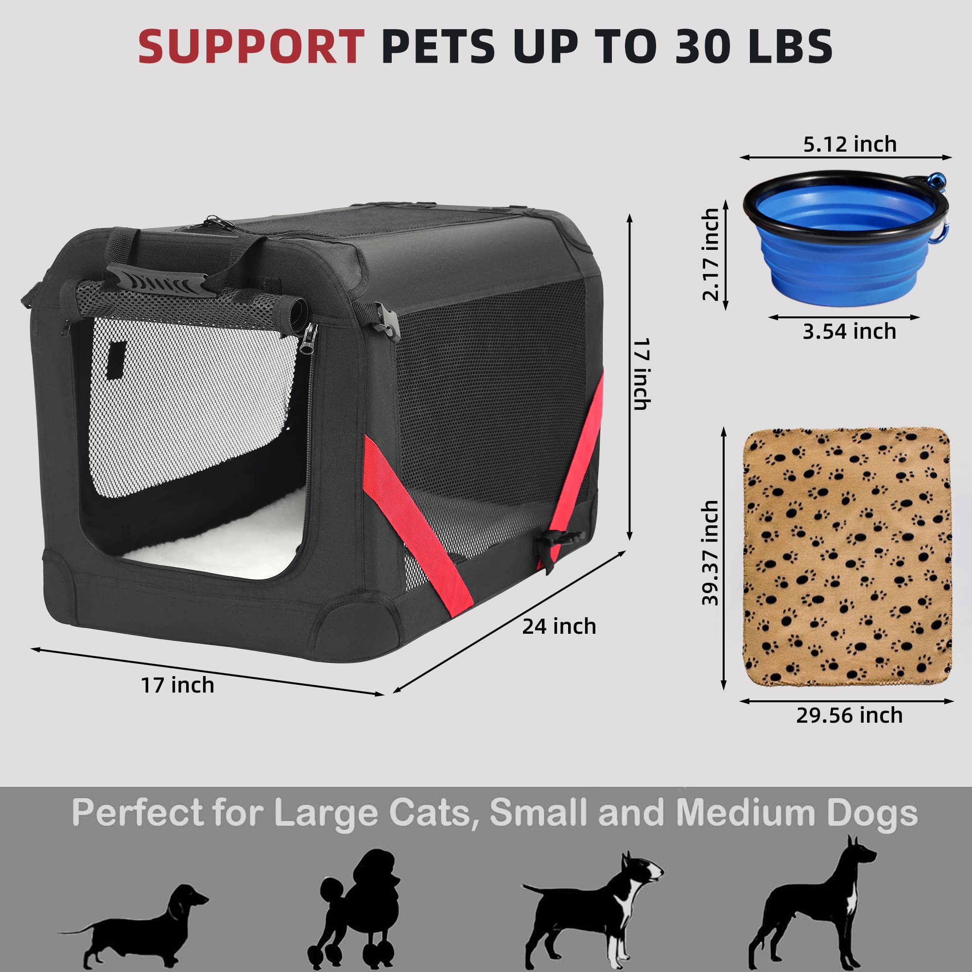 Petprsco carrier accessories pad blanket and bowl for comfort on travels