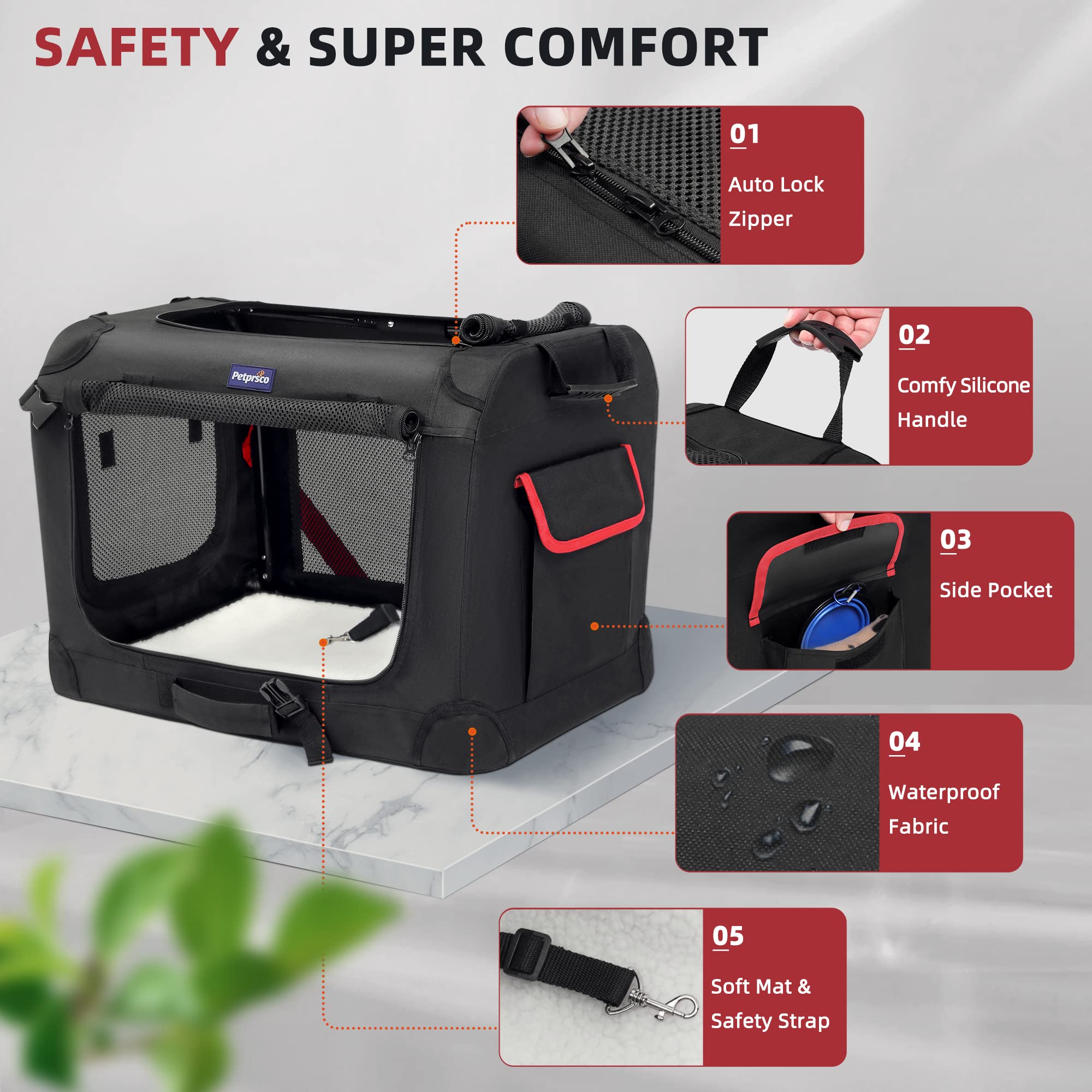 Petprsco carrier three doors access for easy entry and exit