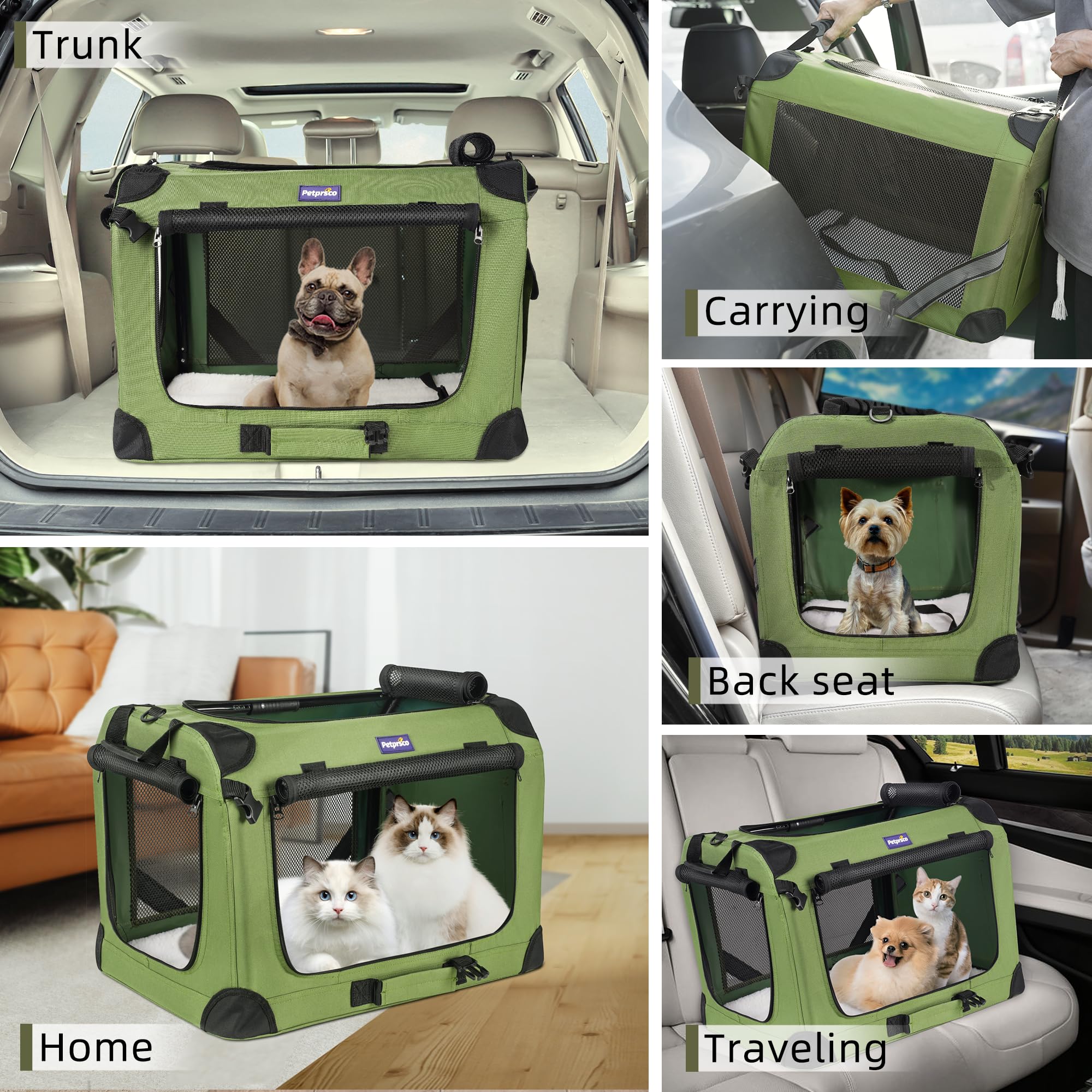 Petprsco carrier with top handles for convenient lifting.