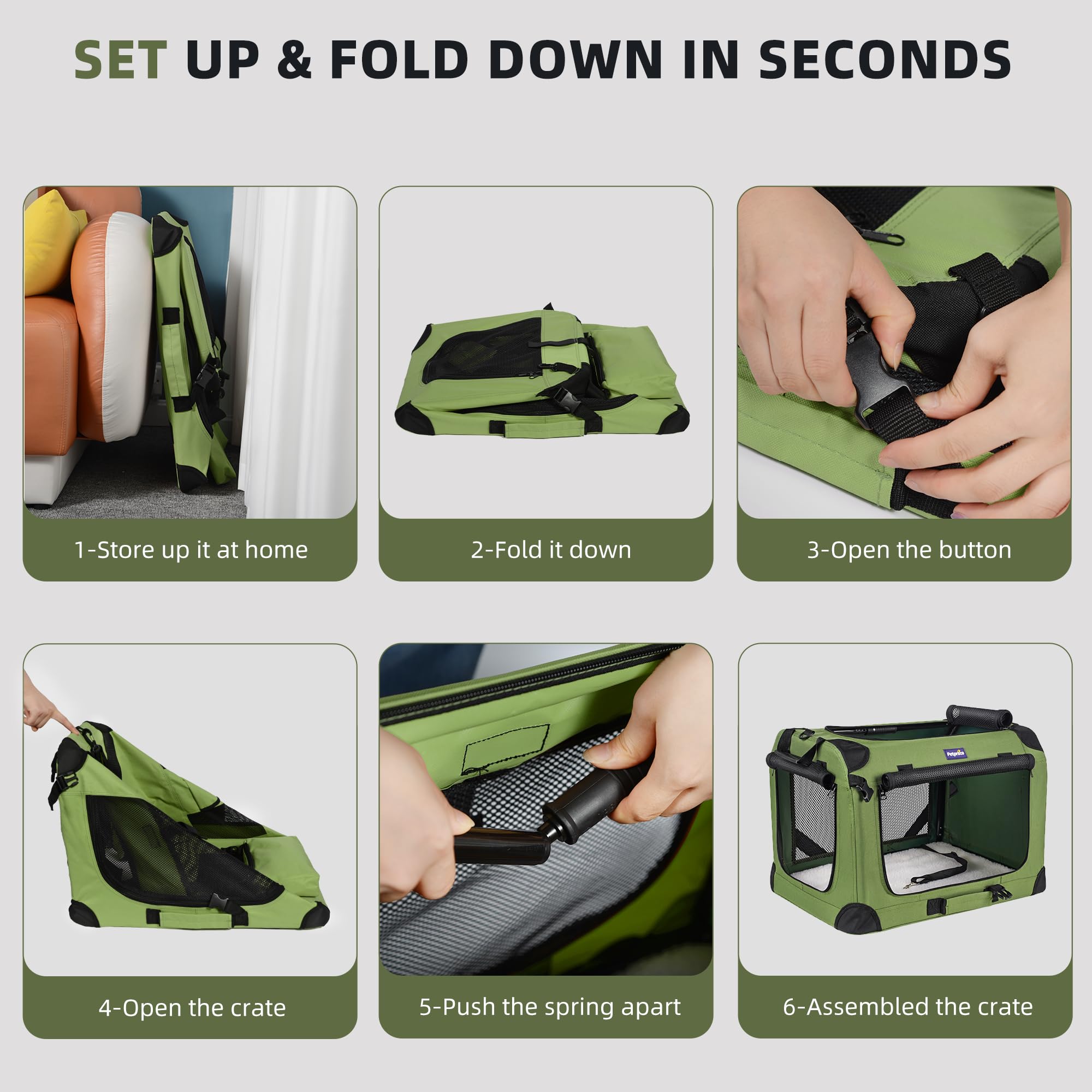 Petprsco large cat carrier as car seat with safety leash.