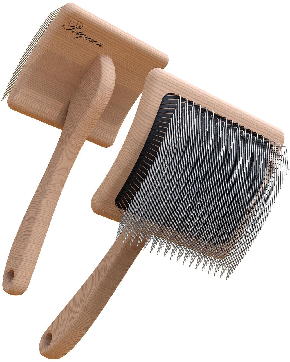 Petqueen dog slicker brush head close-up for effective detangling.