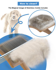 Petqueen stainless steel comb included for easy cleanup and grooming precision.