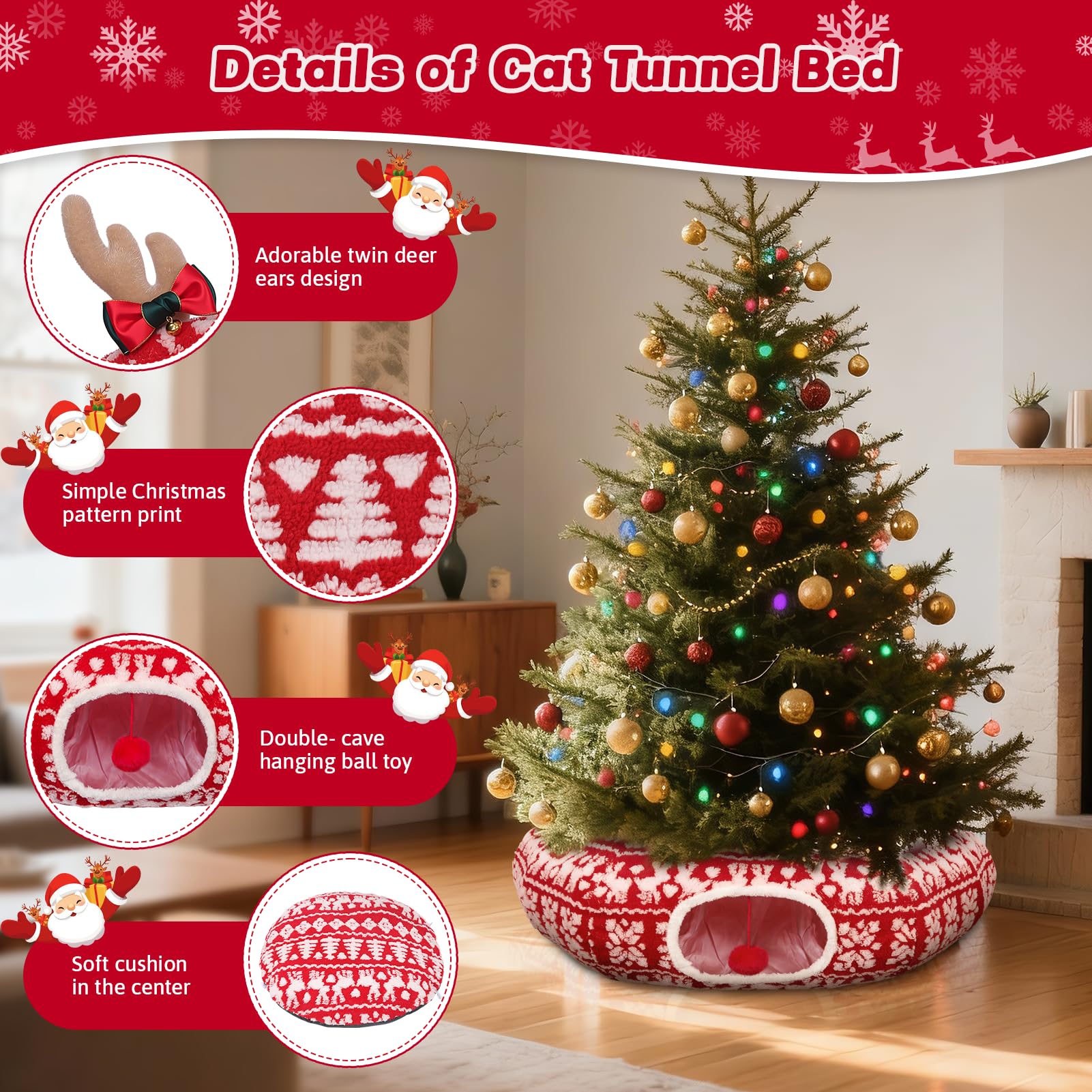 Petrendy cat tunnel foldable design with magic tape for portable use