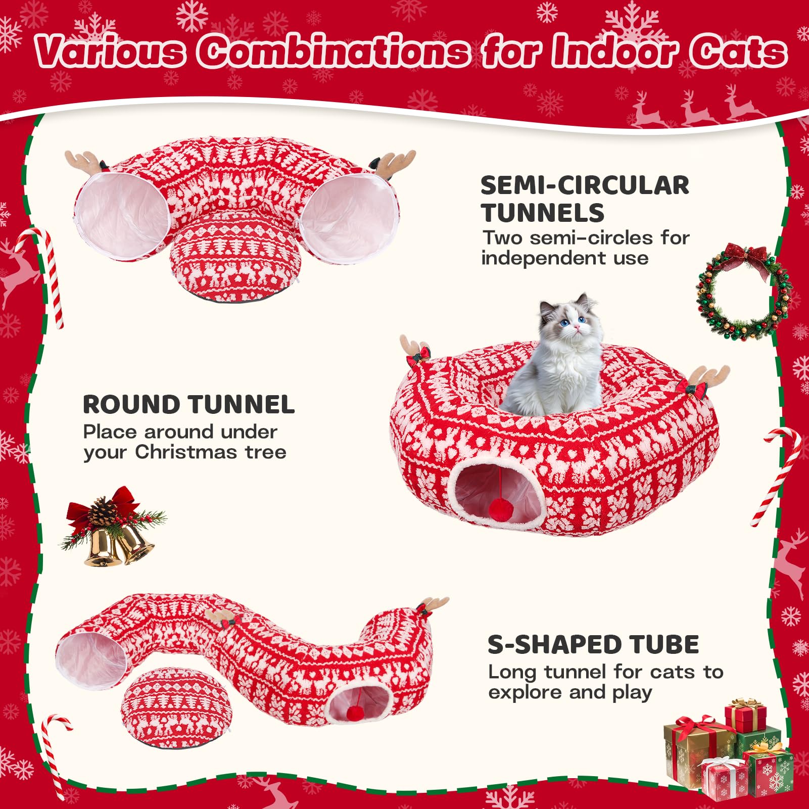 Petrendy cat tunnel short plush surface soft comfort for lounging
