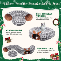 Petrendy Christmas Cat Tunnel Assembly demonstrates quick setup for holiday lounging and play.