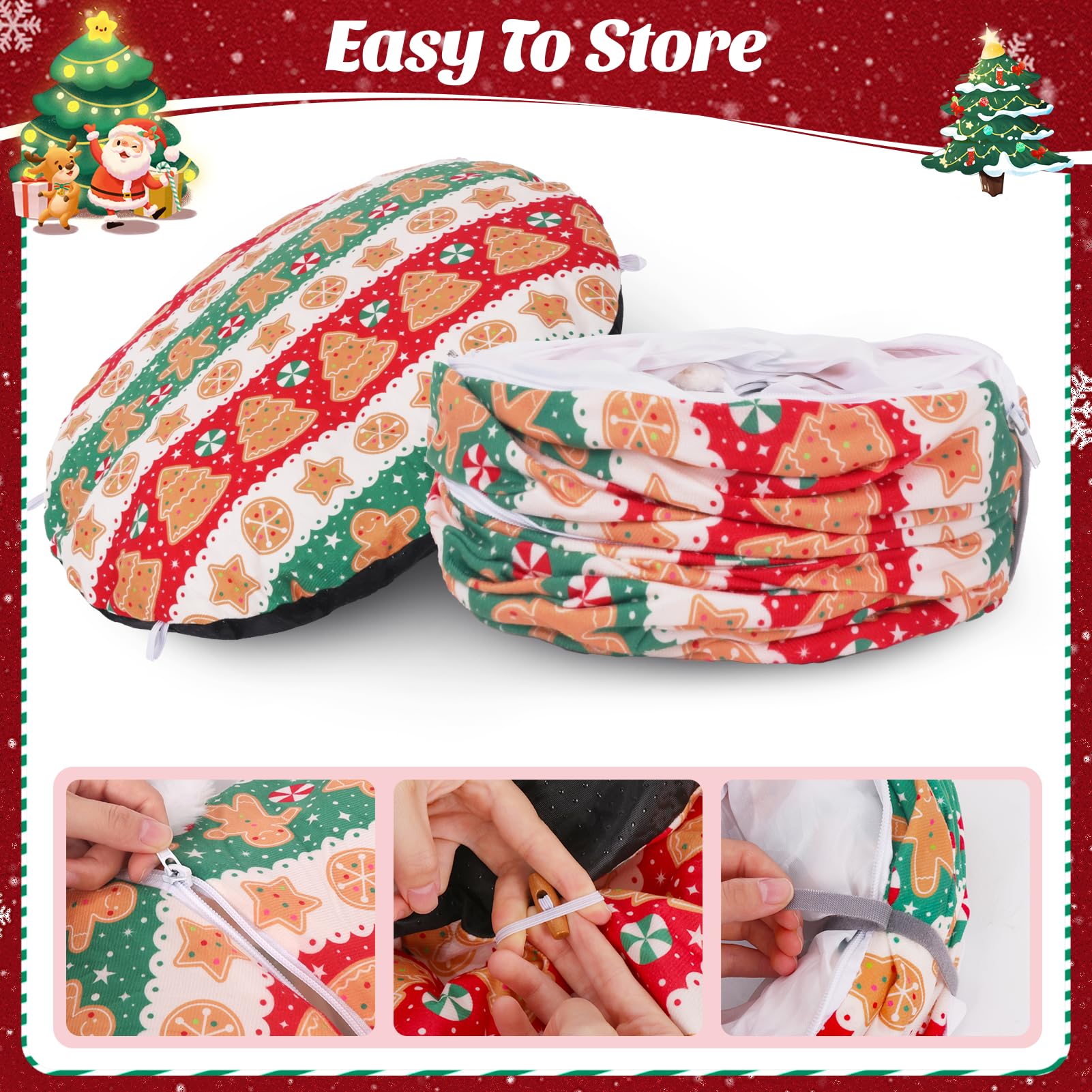 Petrendy Christmas-pattern cat tunnel Santa view emphasizes festive decor and interactive play.