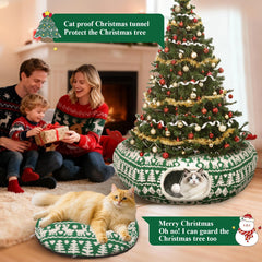 Petrendy Christmas Tree Cat Tunnel dual-exit-ball feature encourages interactive play and enrichment.