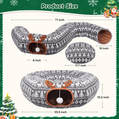 Petrendy Christmas tree skirt cat tunnel patterns add festive decor with functional cat protection.