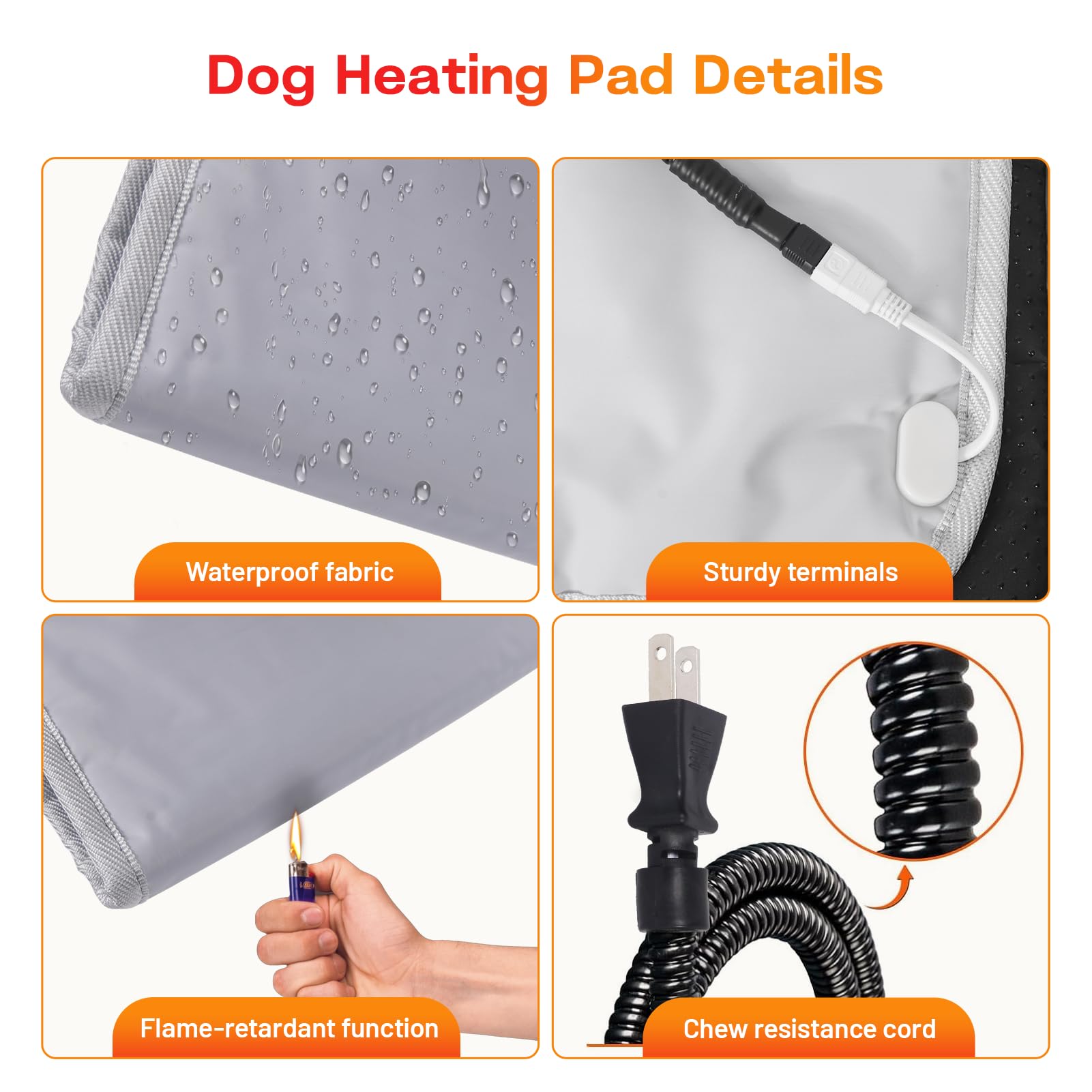 Petrendy chew resistant cord image indicates 6.5 foot length for easy setup.