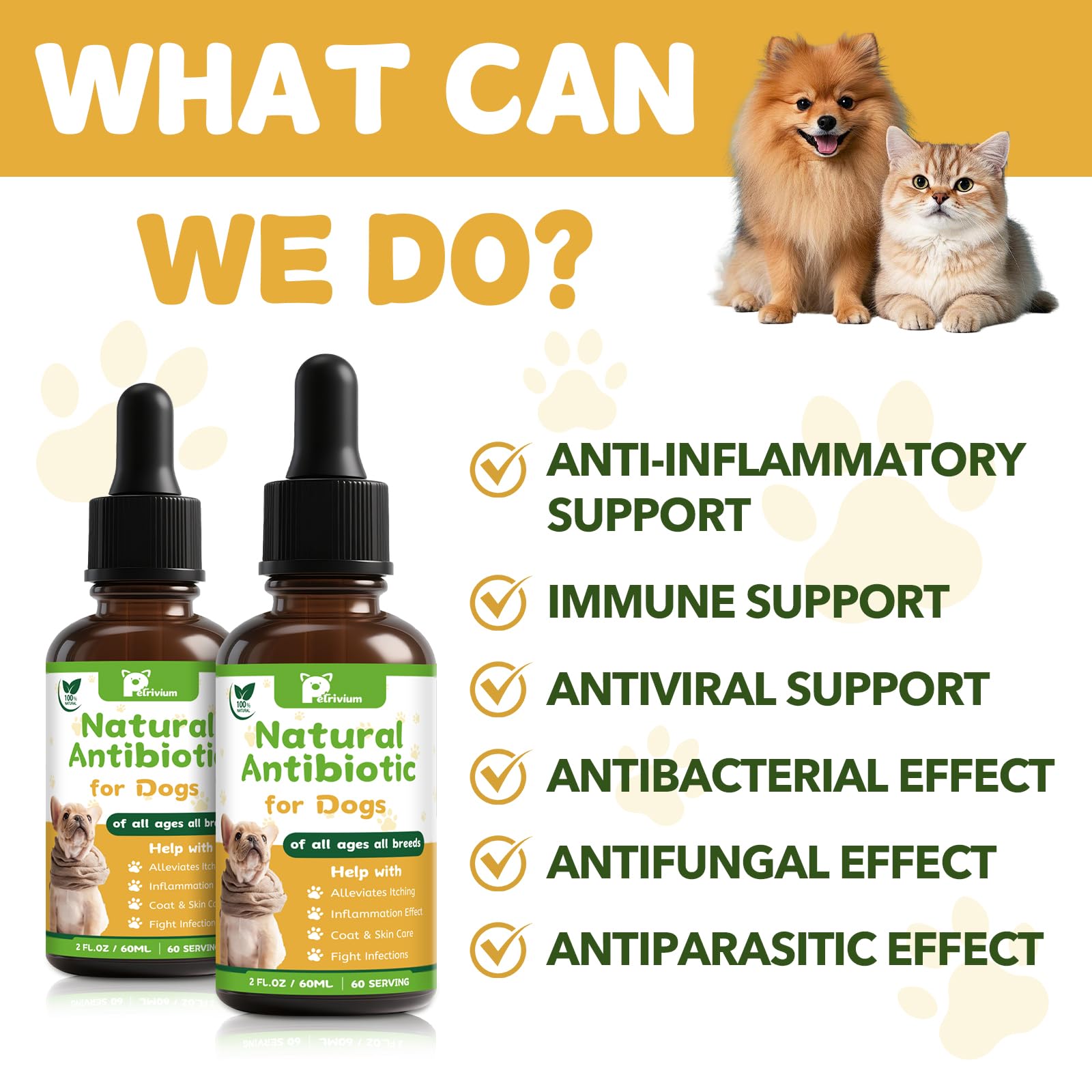 Petrivium bacon-flavor drops appeal to pets, making supplementation more appealing.
