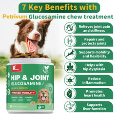 Petrivium dog hip joint chews chicken flavor close-up supports tasty daily use