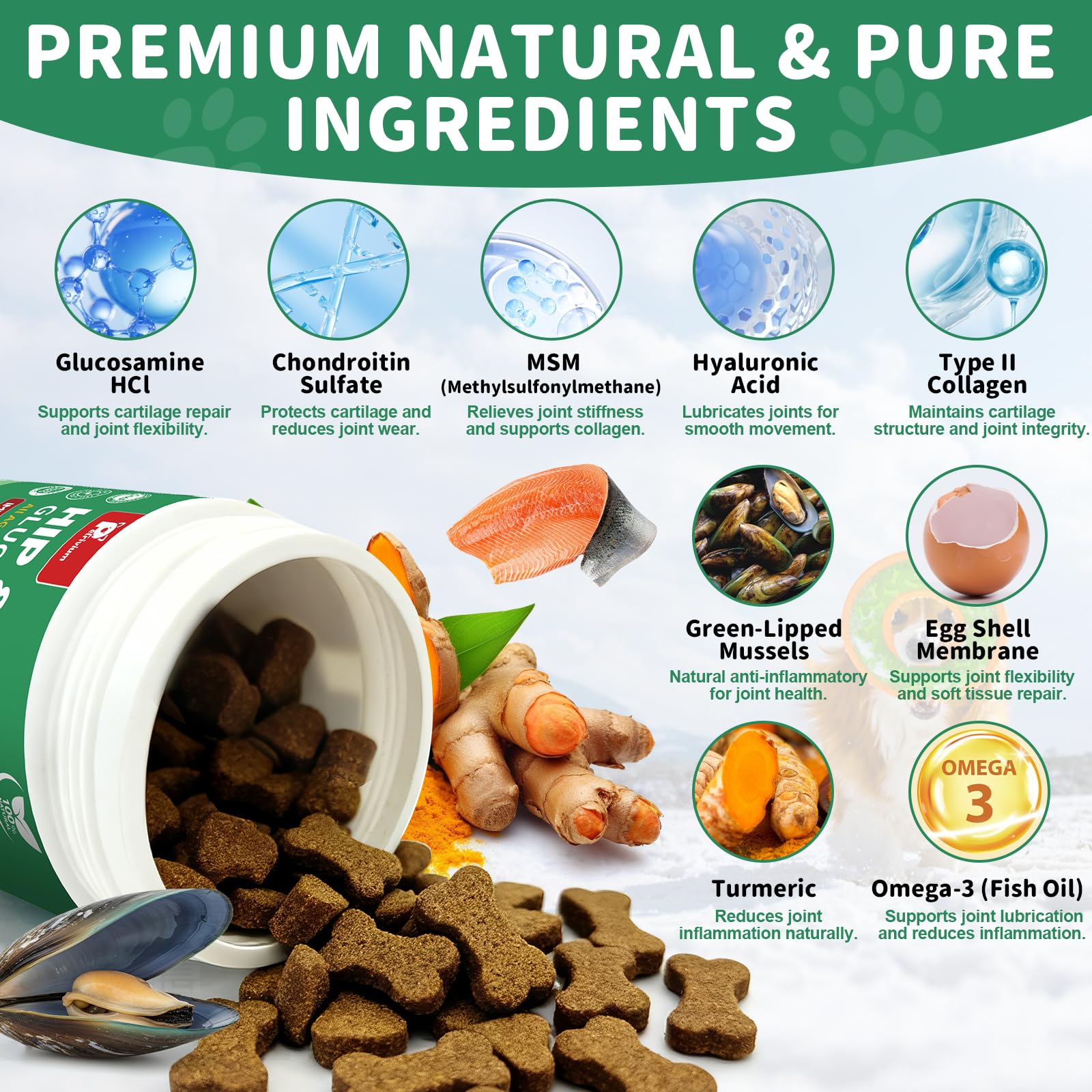 Petrivium dog hip joint chews senior option supports flexibility