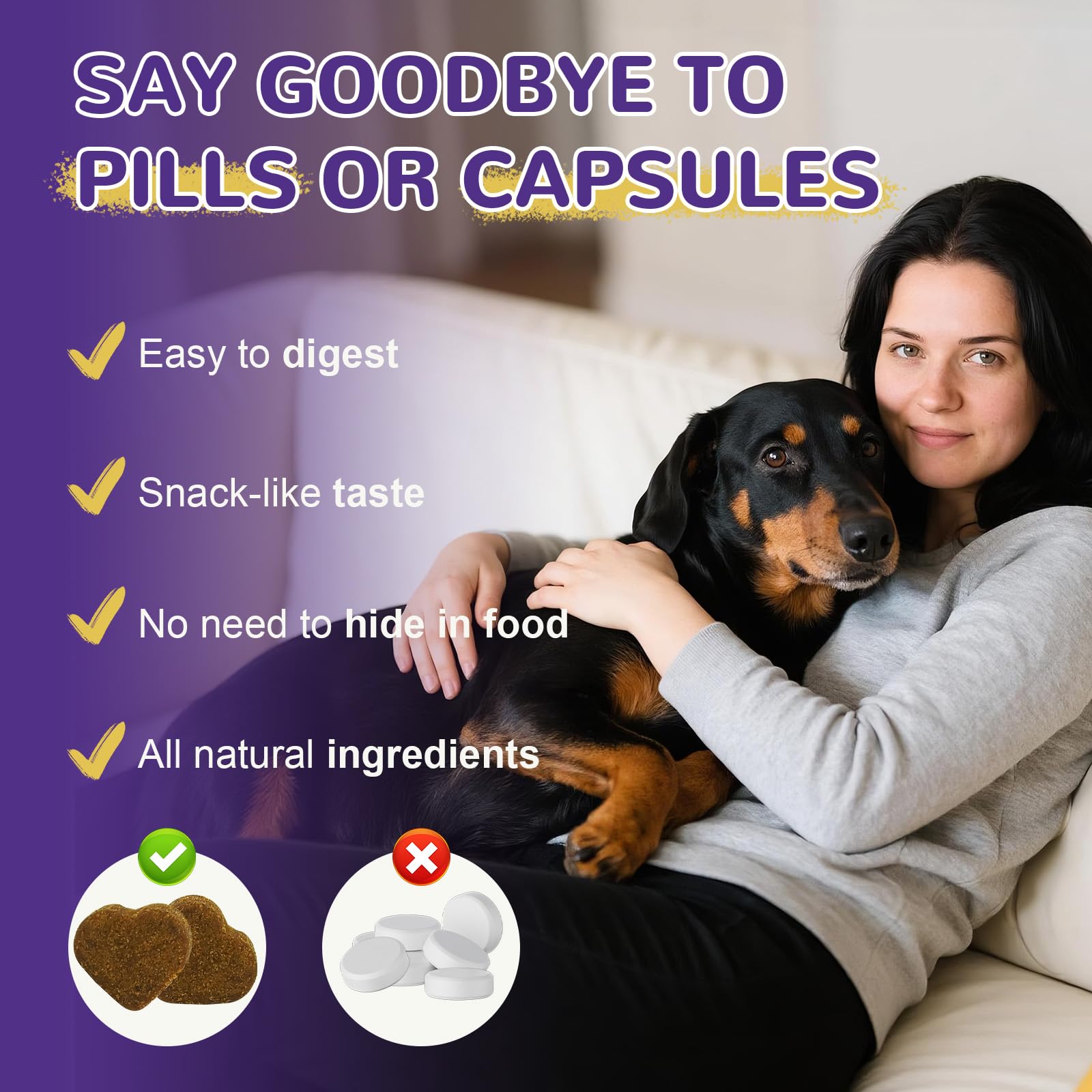 Petrivium melatonin bottle with a resting dog, implying better nighttime sleep.