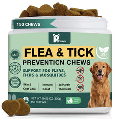 Petrivium Dogs Flea Tick Chews bottle shows convenient daily defense against pests.