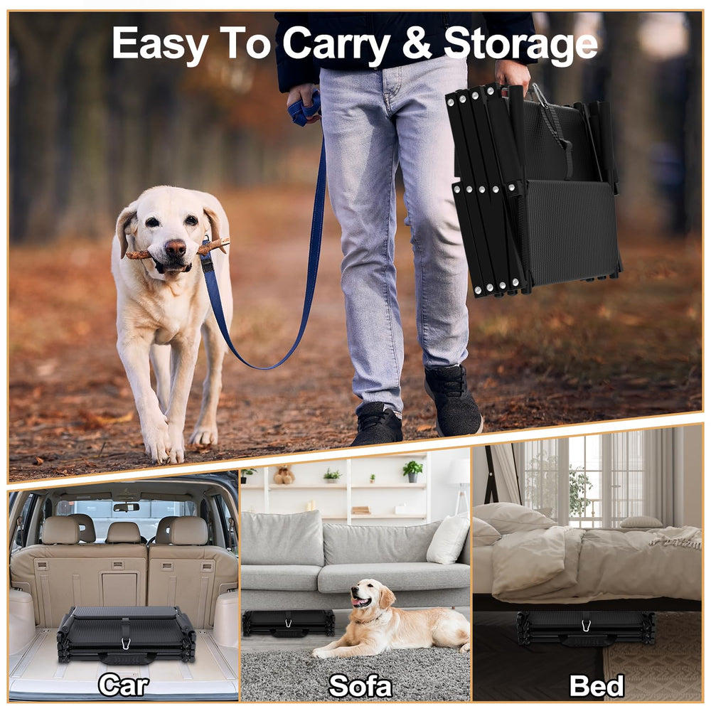 PetRuna dog stairs compatible with cars, SUVs, and trucks for versatile travel use.