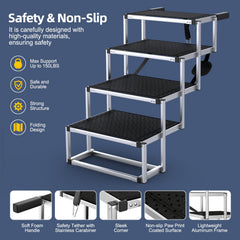 PetRuna dog stairs safety tether and non-slip base prevent slips