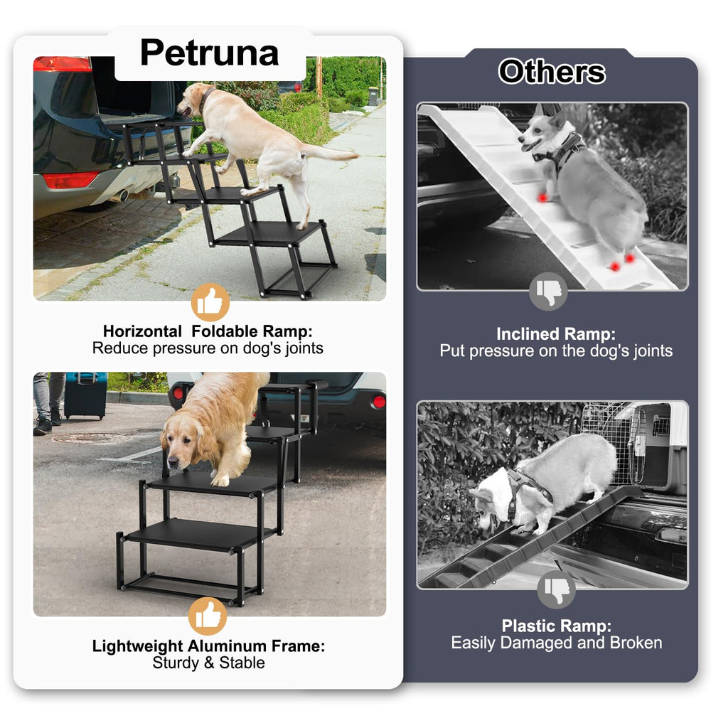 PetRuna dog stairs safety tether secures stairs to car for added security.