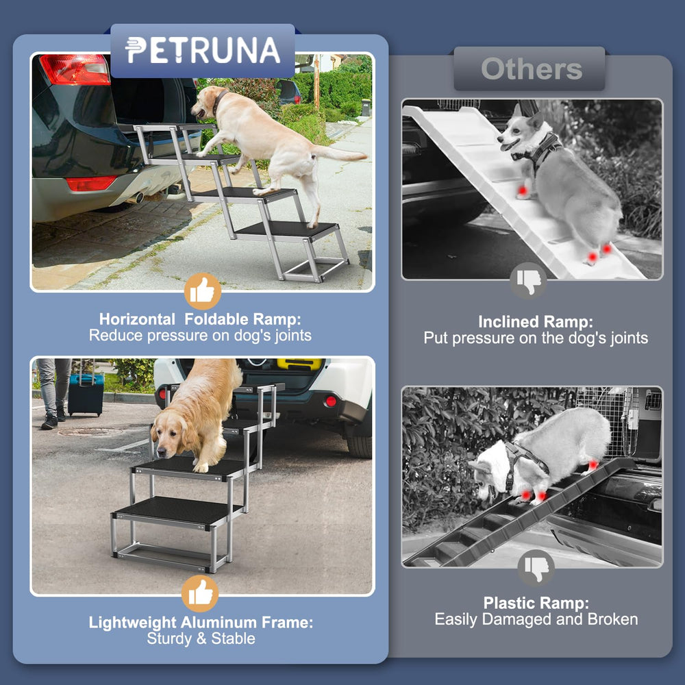 PetRuna car stairs suitable for cars, SUVs, trucks for bed or couch access