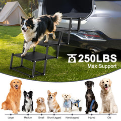 PetRuna extra wide dog stairs extended for stable large dog access in vehicles.