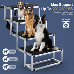 PetRuna Extra Wide Dog Stairs folded for portable travel and compact storage.