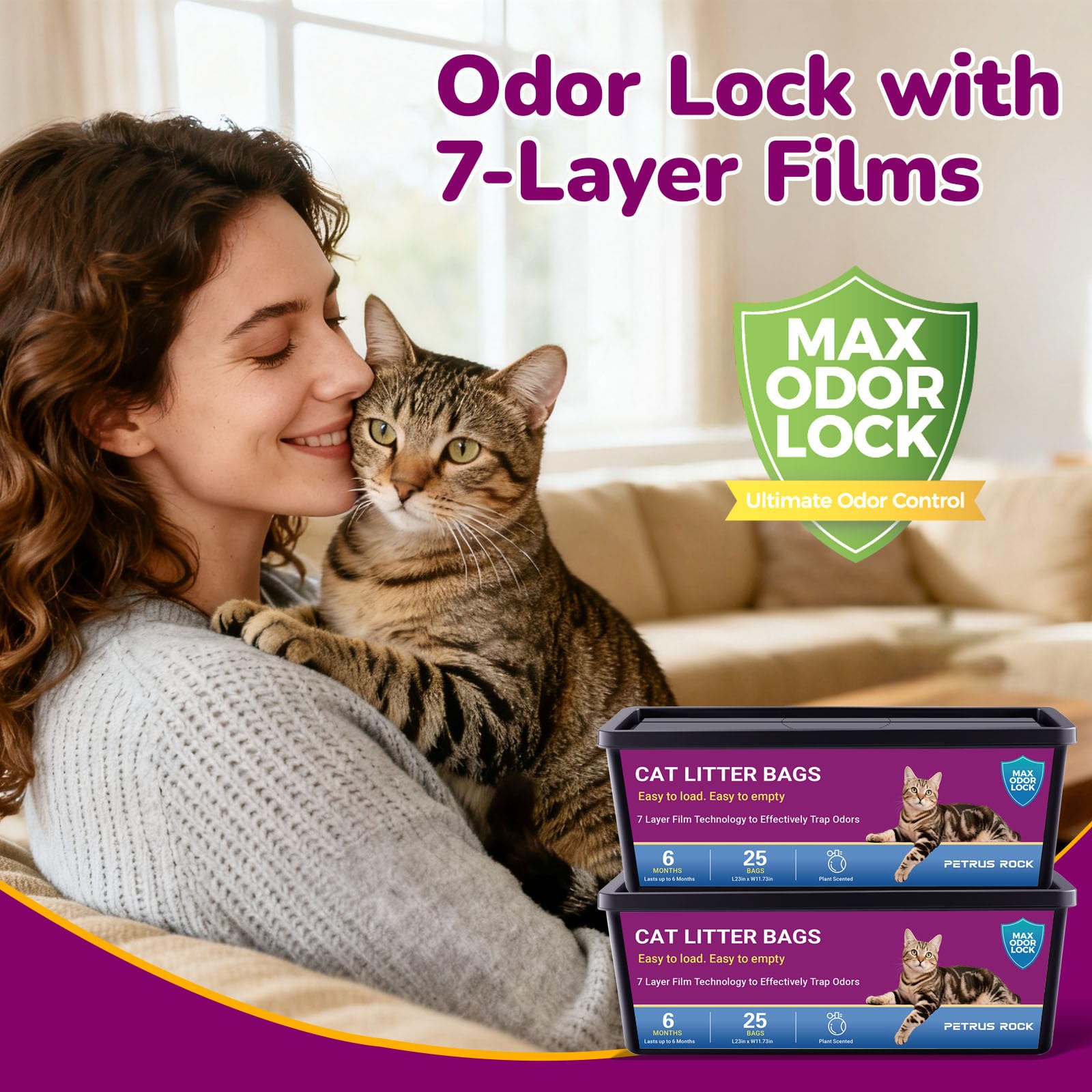 PETRUS ROCK litter-genie-compatible refill bags fit securely for reliable odor control