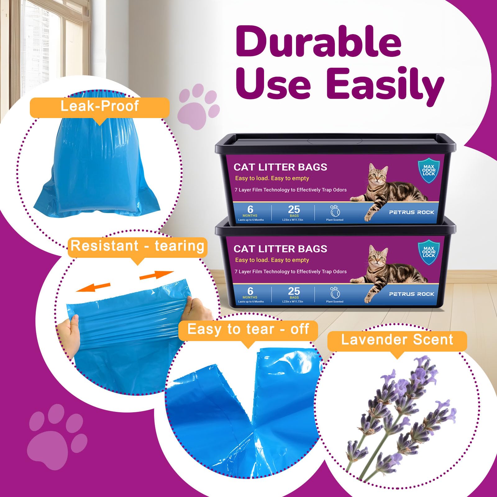 PETRUS ROCK thick reinforced plastic minimizes leaks and mess