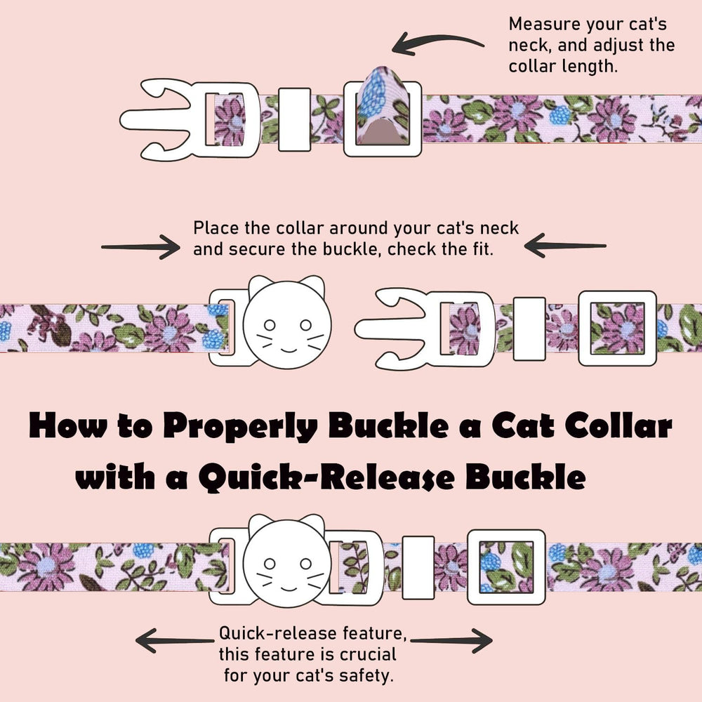 PETS ARE FUN adjustable safety buckle cat collar fits 7.5 to 11 inches.