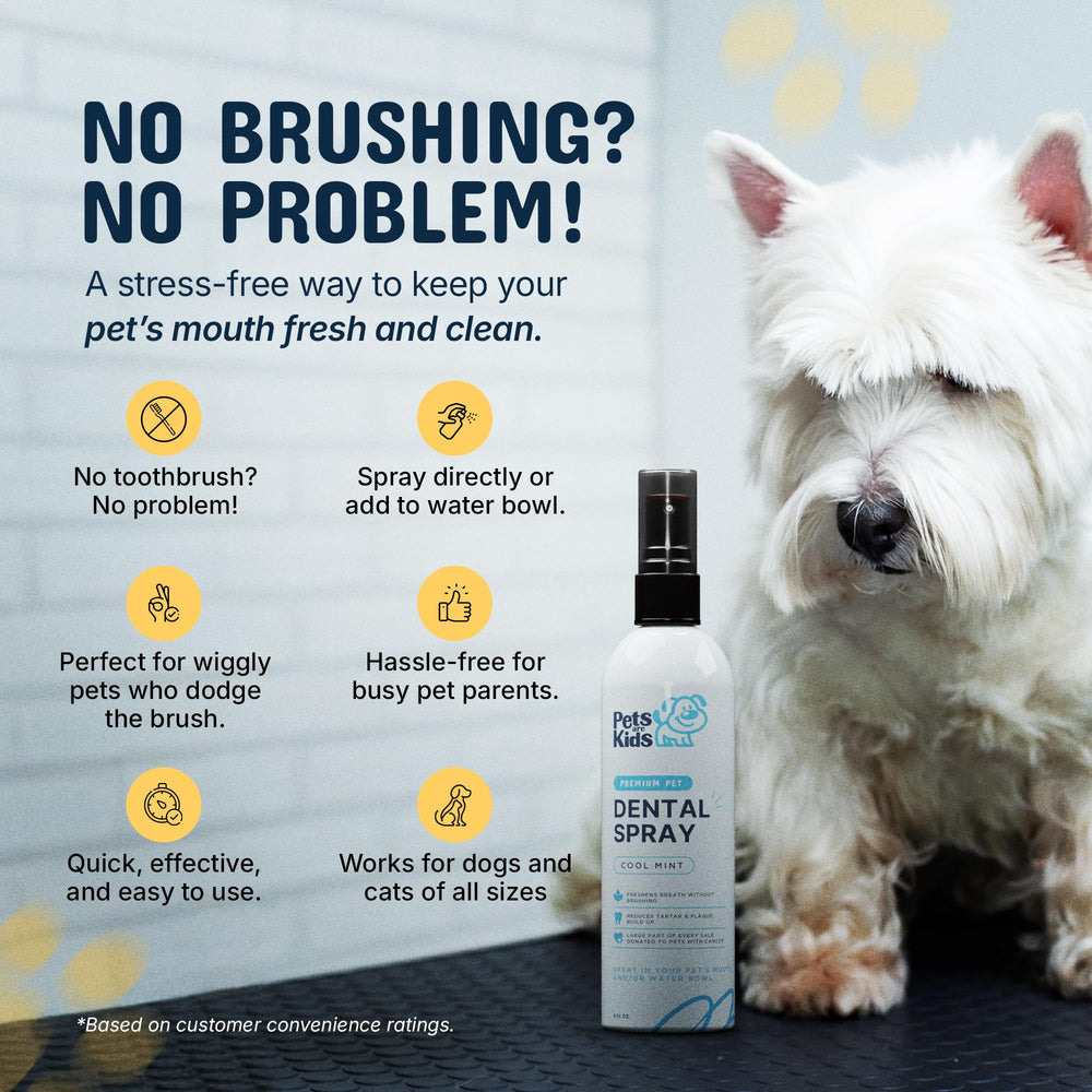 Pets Are Kids Too USA-made label on dental spray packaging