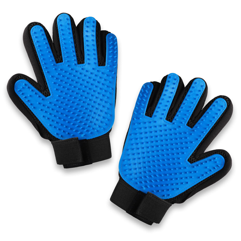 Pets First grooming glove closeup bristles lifting loose fur for easy deshedding
