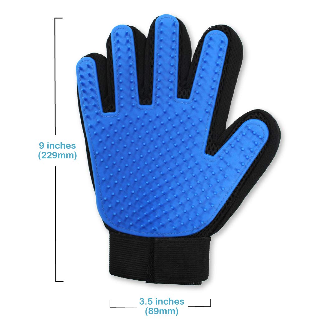 Pets First grooming glove five-finger-design mimics natural brushing motion for calm pets