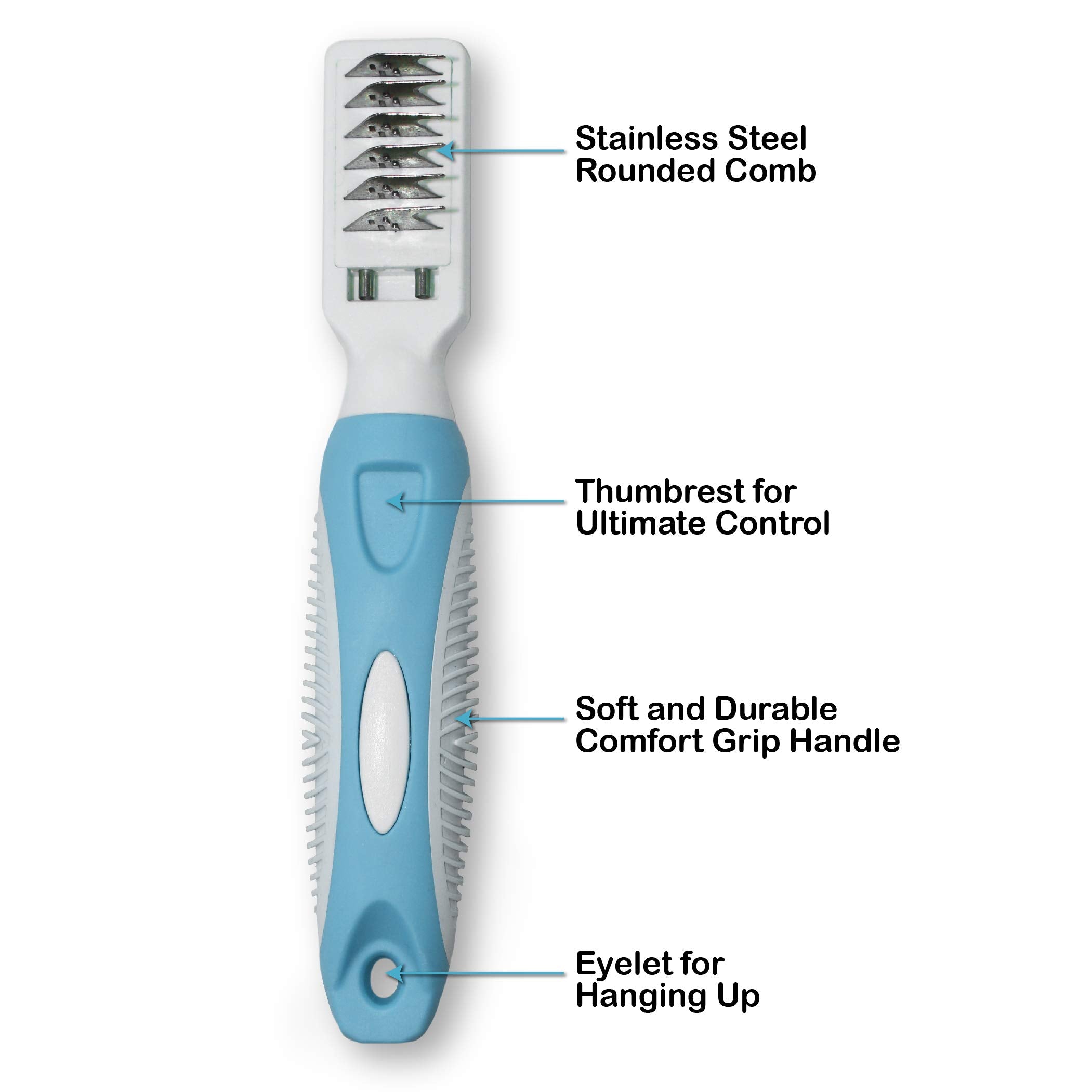Pets First soft comfort grip handle enables longer grooming without hand fatigue.